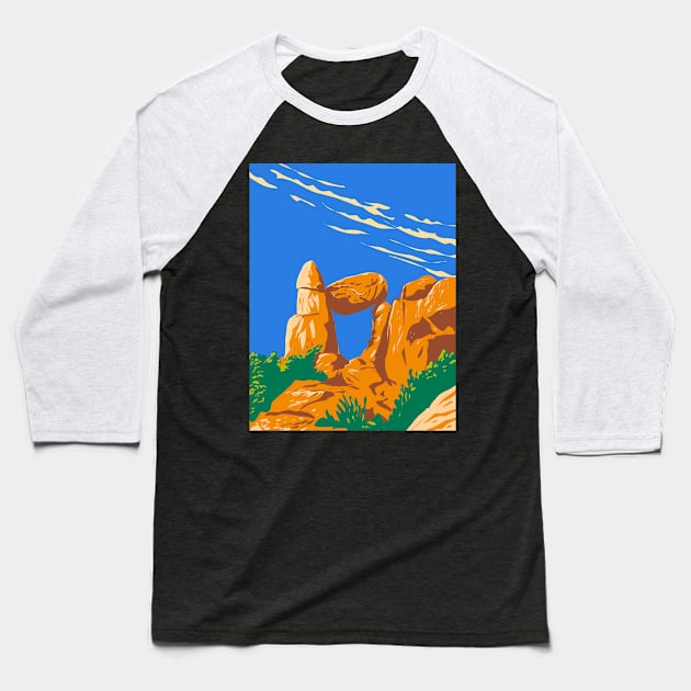 Balanced Rock near Big Bend National Park Texas USA WPA Poster Art Baseball T-Shirt by patrimonio